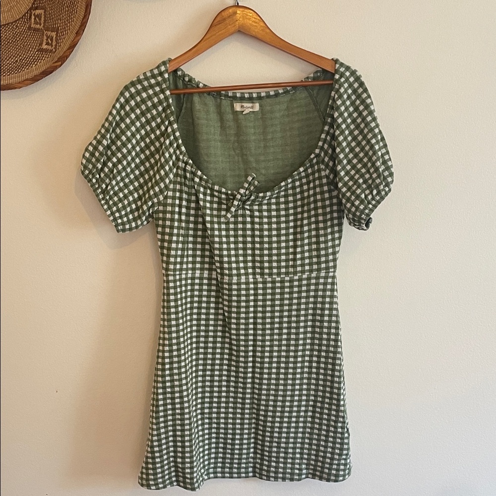 Madewell Green Gingham Dress